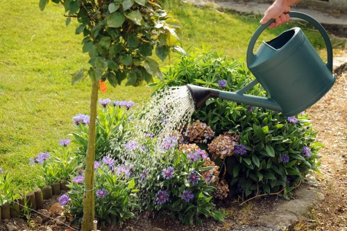 Professional driveway cleaning equipment in action